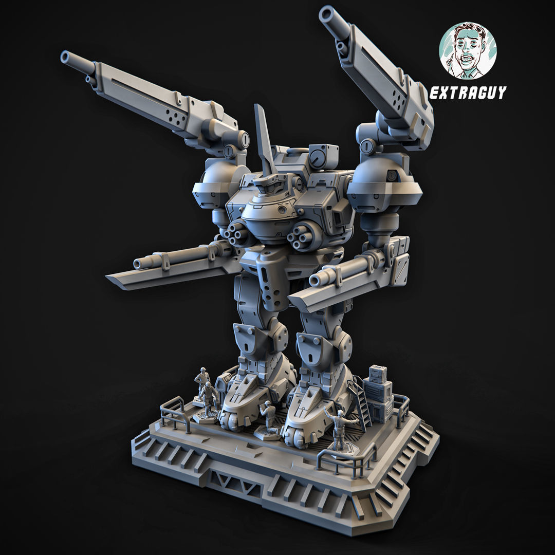 Broken Axe Mech 100mm 3D print model_2