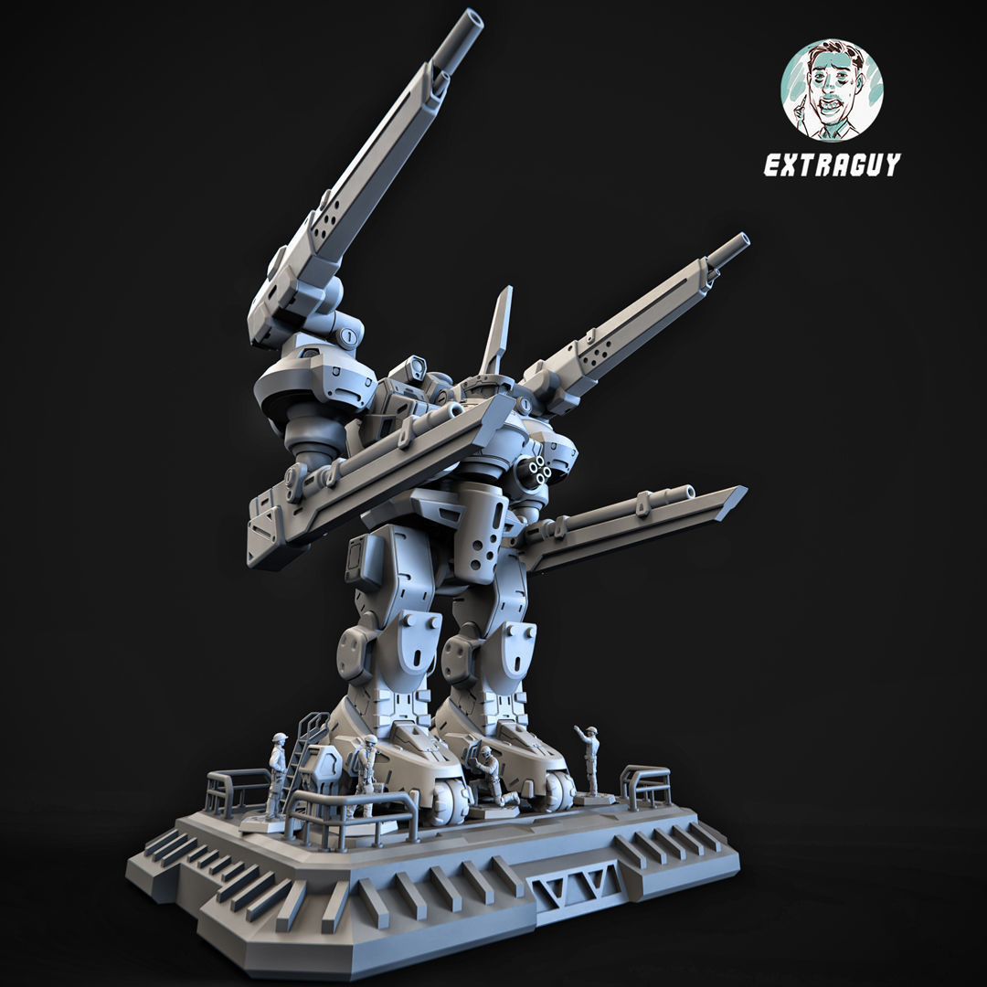 Broken Axe Mech 100mm 3D print model_1