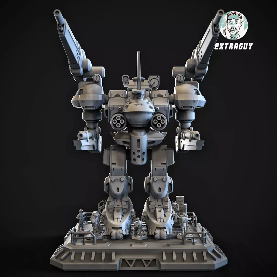 Broken Axe Mech 100mm 3D print model_0