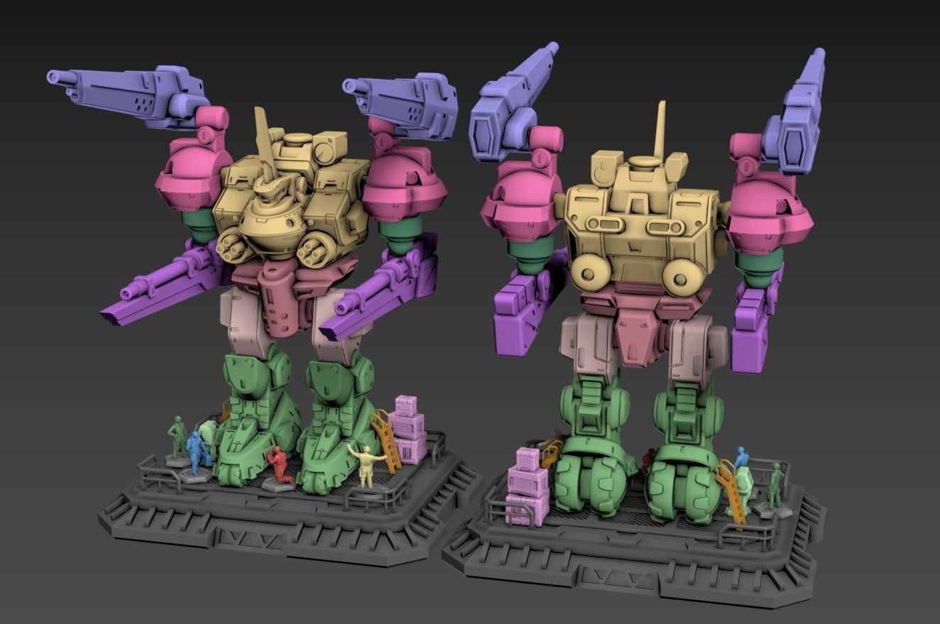 Broken Axe Mech 100mm 3D print model_5
