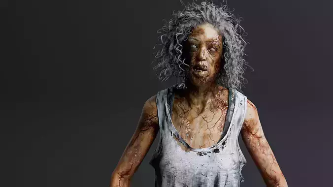 REALISTIC FEMALE ZOMBIE1 Low-poly 3D model