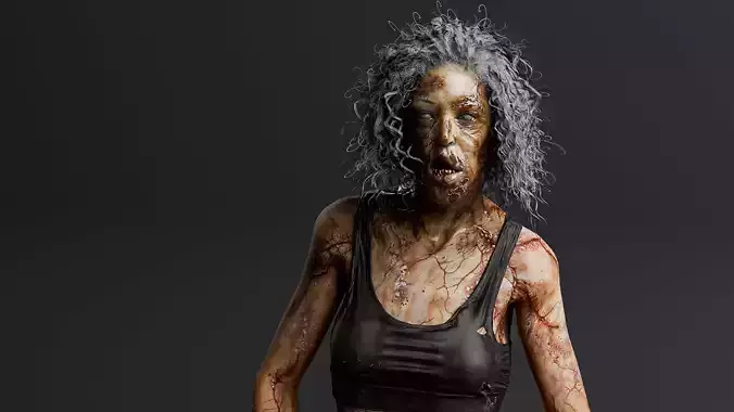 REALISTIC FEMALE ZOMBIE1 V2 Low-poly 3D model