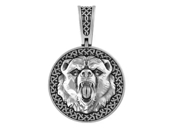 Bear pendant with ornament 3d print model