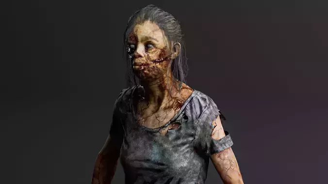 REALISTIC FEMALE ZOMBIE2 Low-poly 3D model