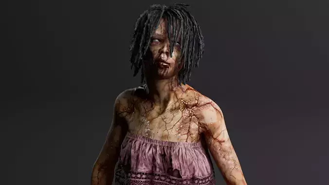REALISTIC FEMALE ZOMBIE2 V2 Low-poly 3D model