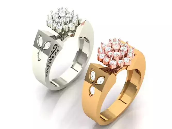 Womens Two piece solitaire ring 3D print model