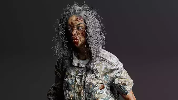 REALISTIC FEMALE ZOMBIE3  Low-poly 3D model