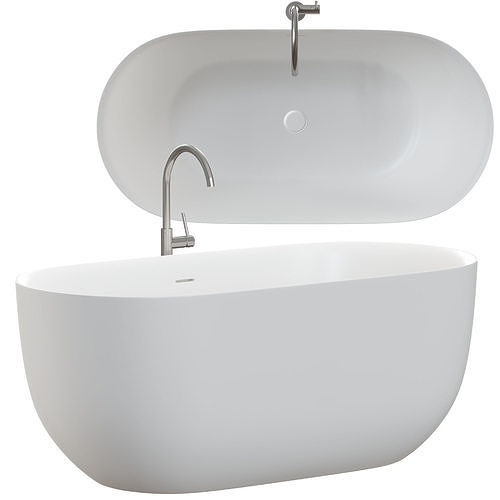 Kurv 1500 Freestanding Bath Matt White 3D model