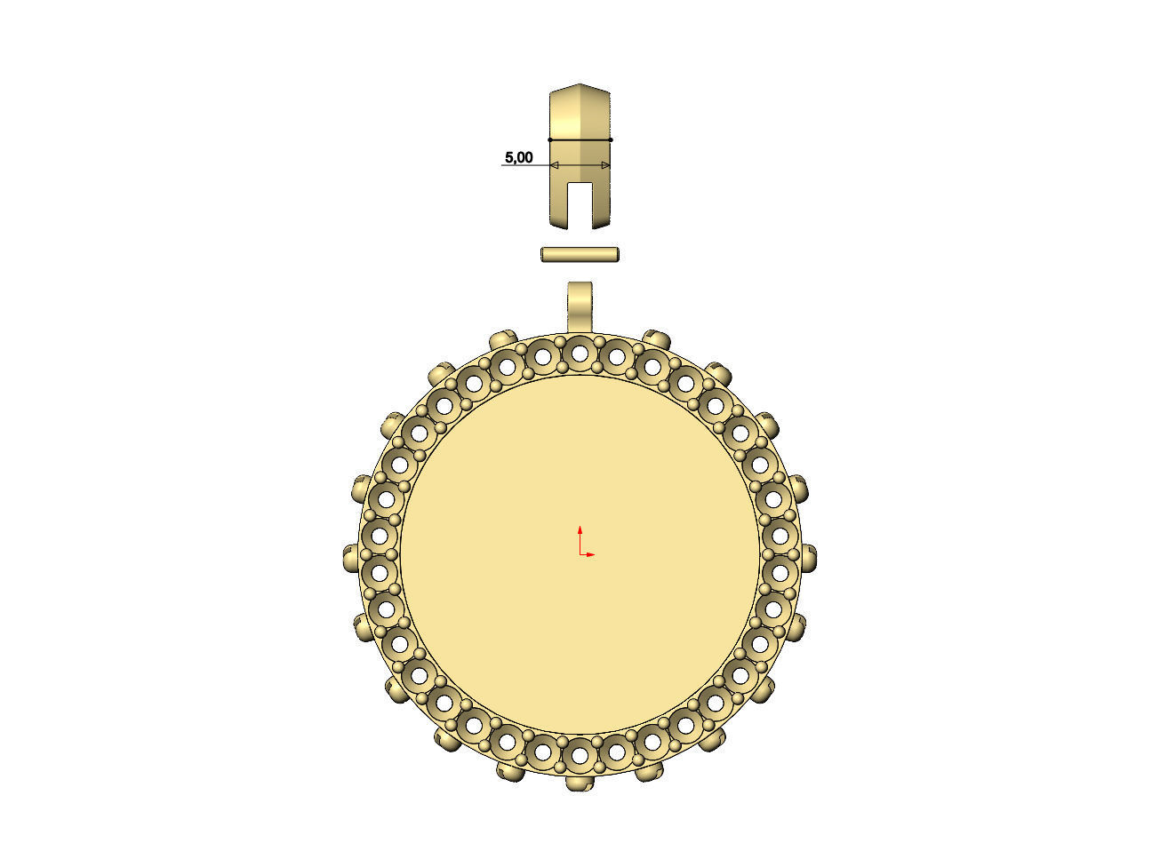 Screw memory diamond pendant with bail 3D print model_7