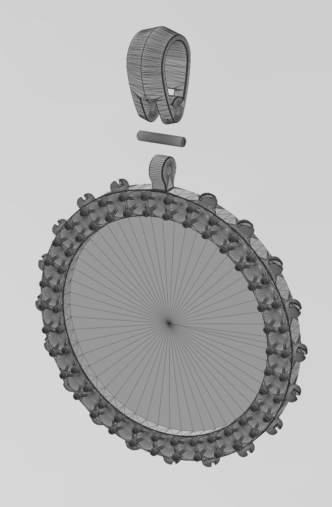 Screw memory diamond pendant with bail 3D print model_12