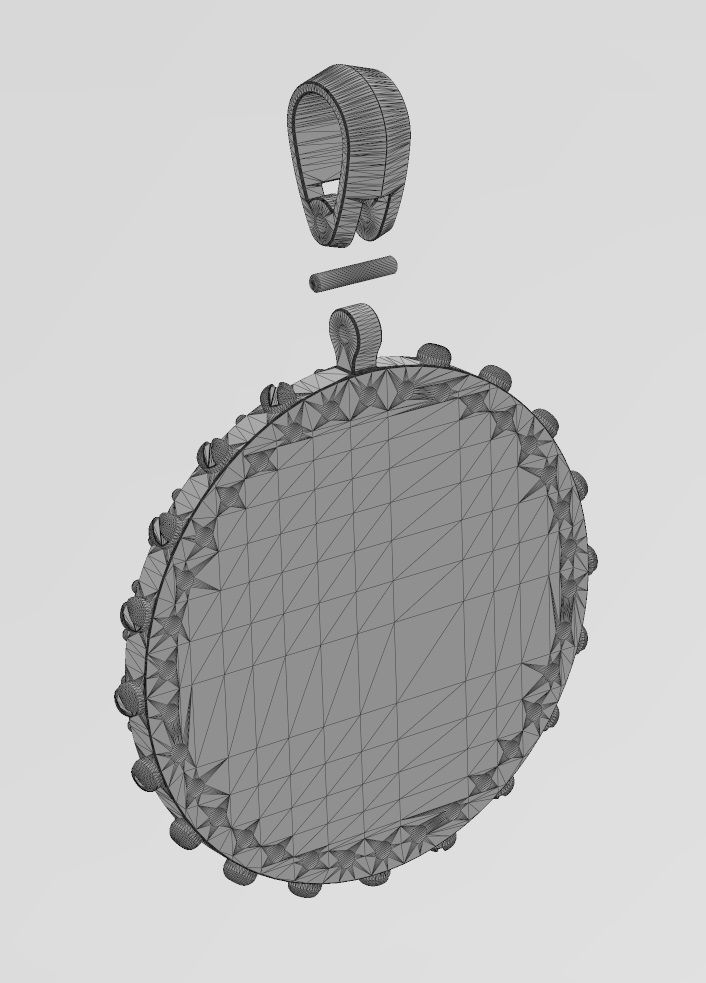 Screw memory diamond pendant with bail 3D print model_13