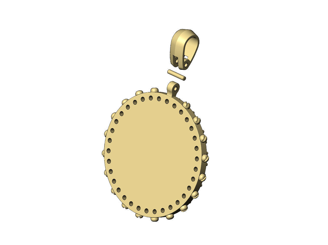 Screw memory diamond pendant with bail 3D print model_10