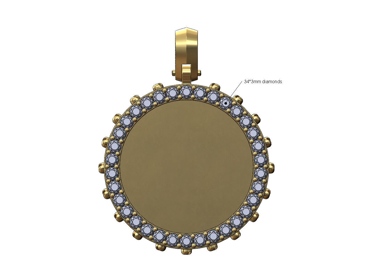 Screw memory diamond pendant with bail 3D print model_1