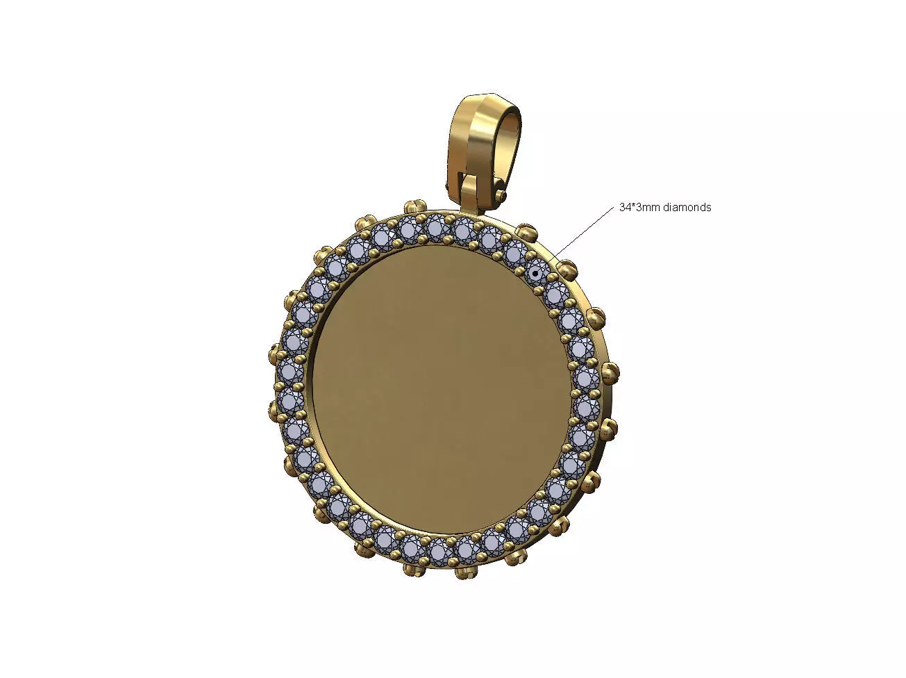 Screw memory diamond pendant with bail 3D print model_0