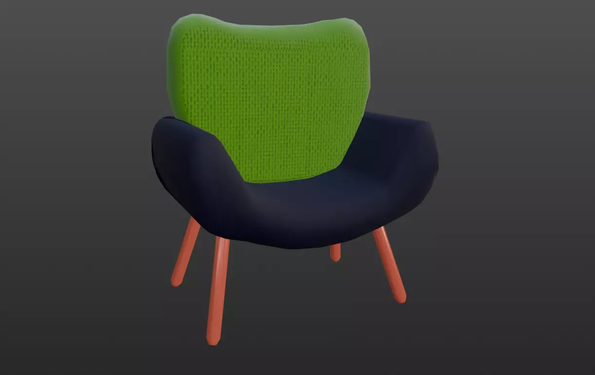 Modern Chair Low-poly 3D model_0