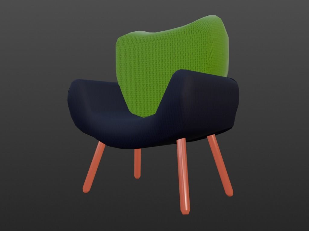 Modern Chair Low-poly 3D model_2
