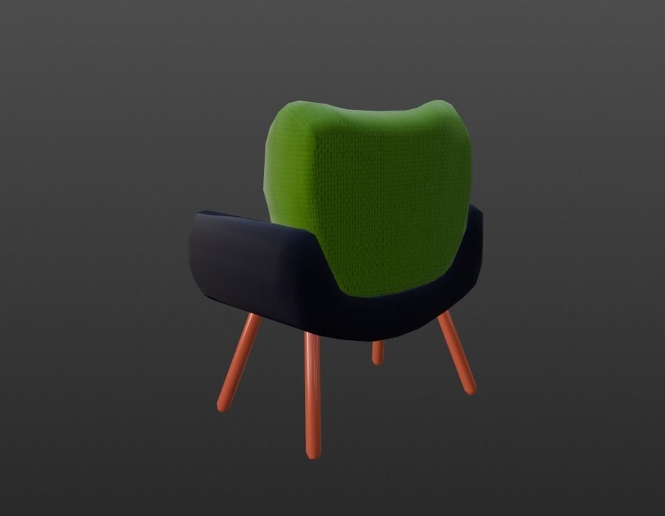 Modern Chair Low-poly 3D model_3
