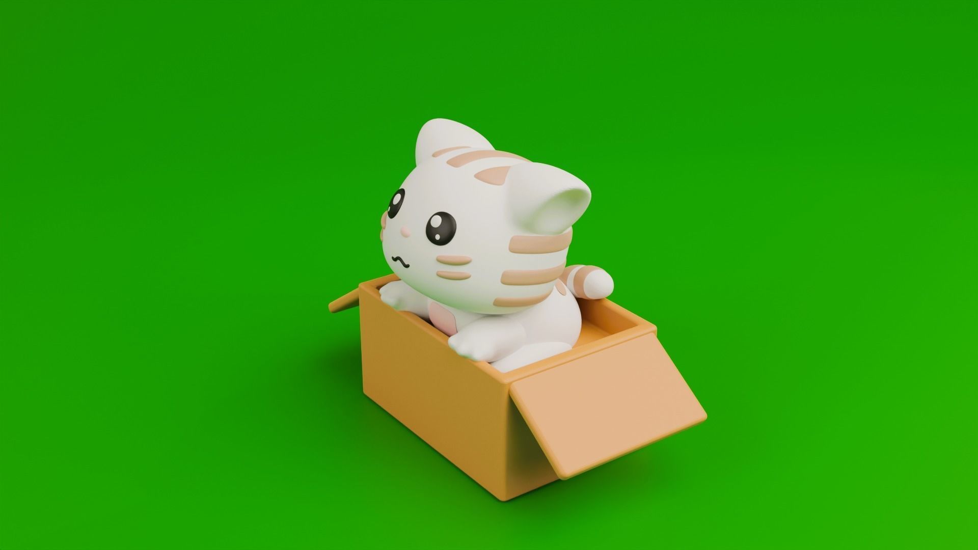Cute cat in a box 3D print model_5
