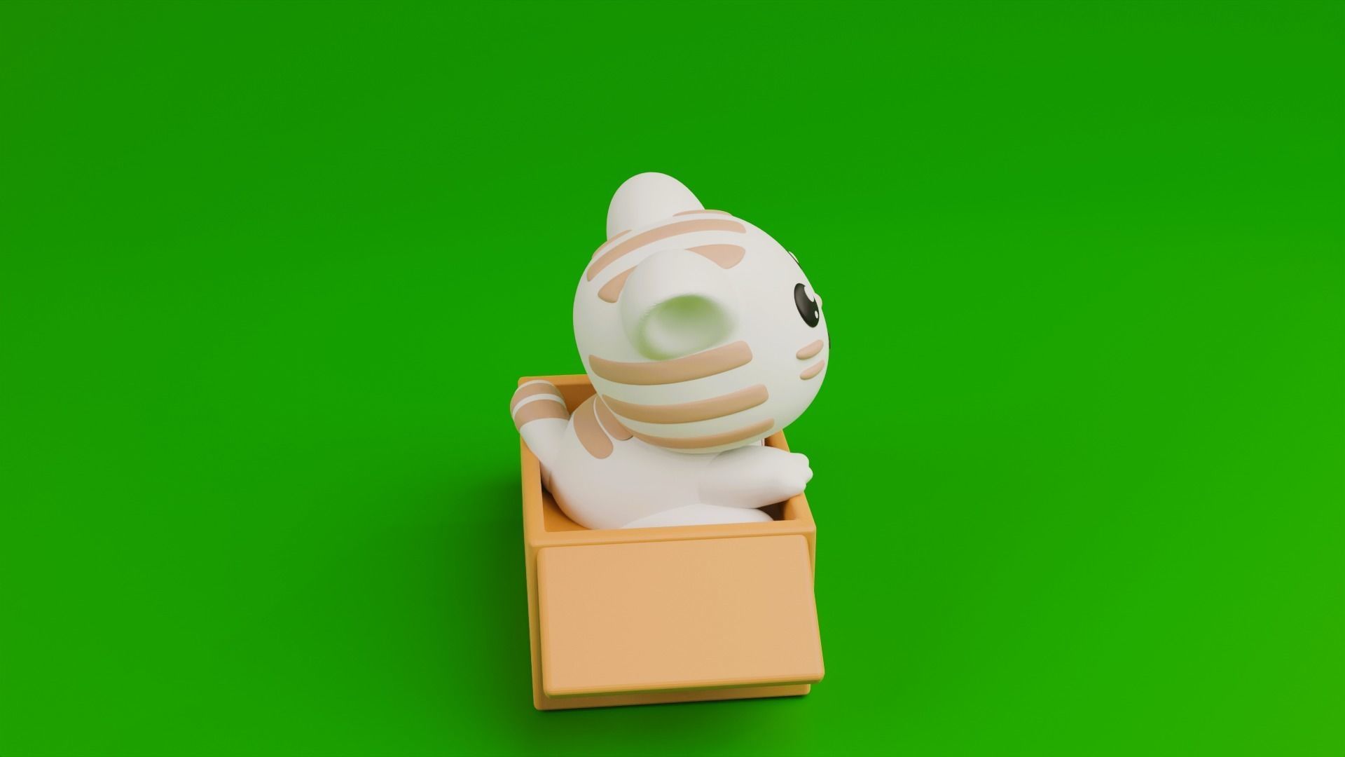 Cute cat in a box 3D print model_2