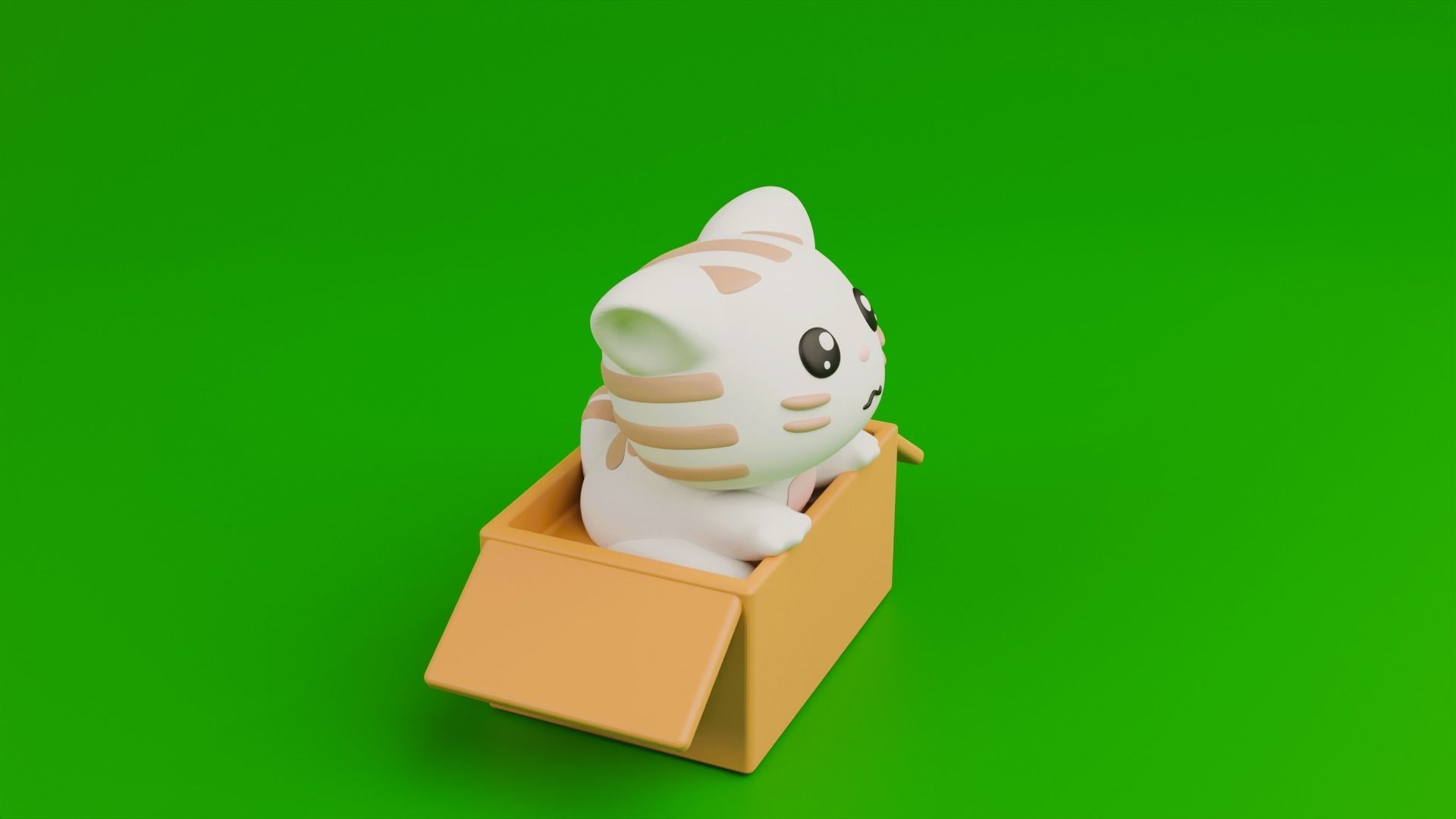 Cute cat in a box 3D print model_3