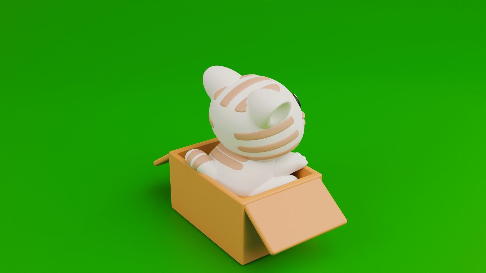 Cute cat in a box 3D print model_7