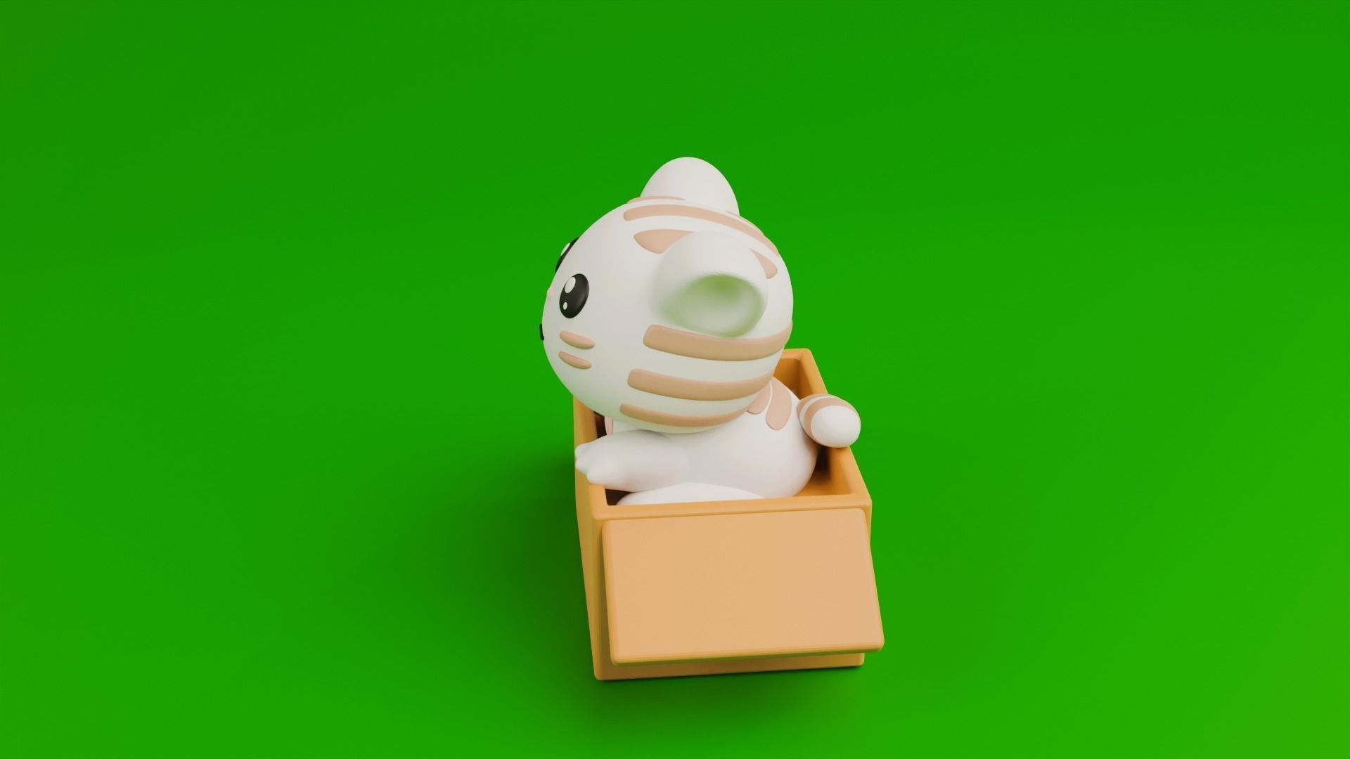 Cute cat in a box 3D print model_4