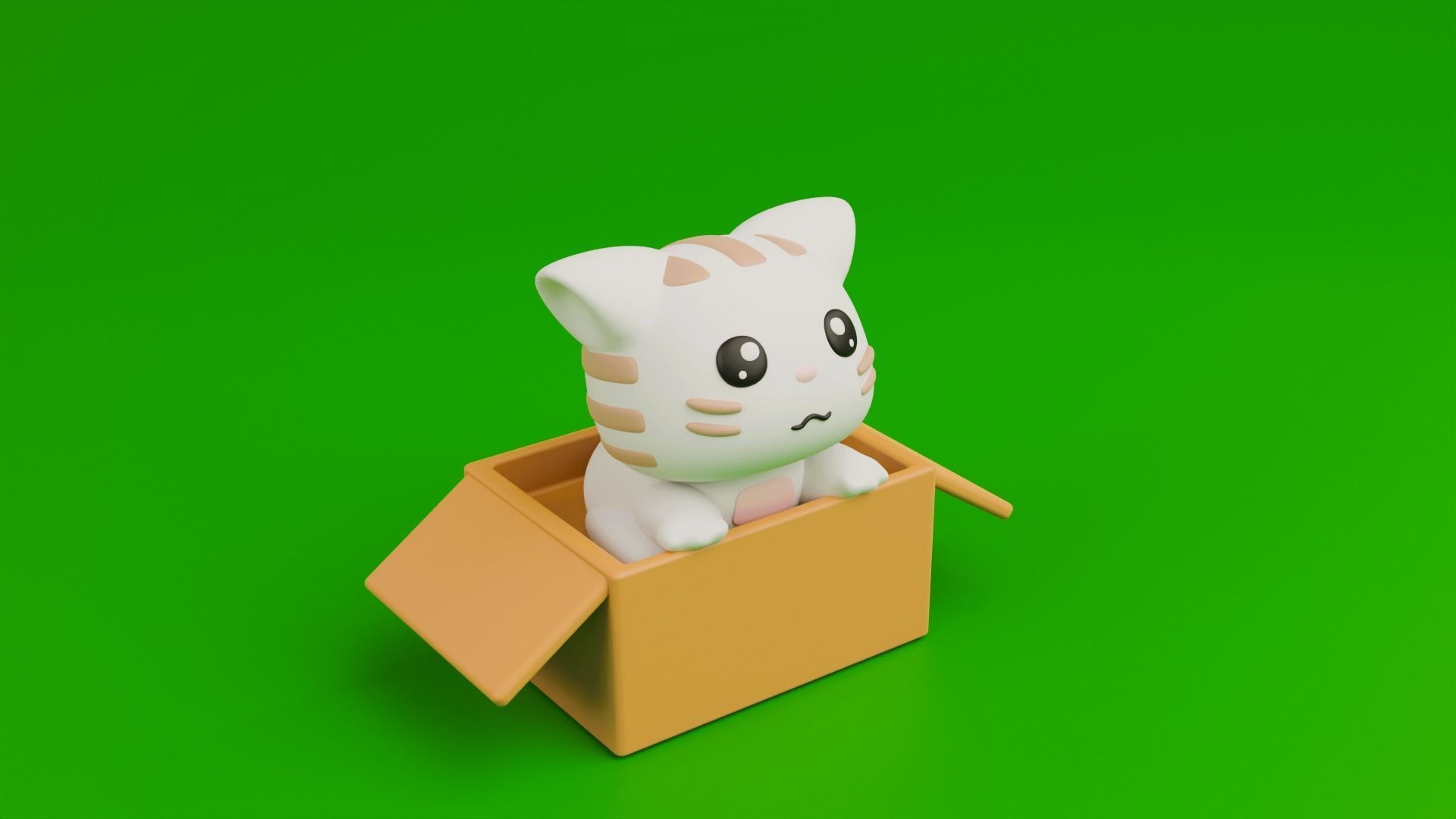 Cute cat in a box 3D print model_1