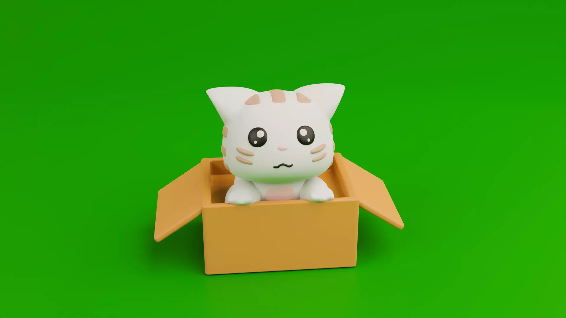 Cute cat in a box 3D print model_0