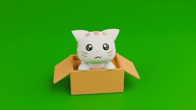 Cute cat in a box 3D print model