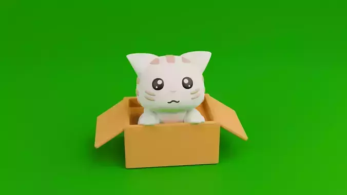 Cute cat in a box