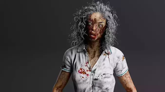 REALISTIC FEMALE ZOMBIE3 V2 Low-poly 3D model
