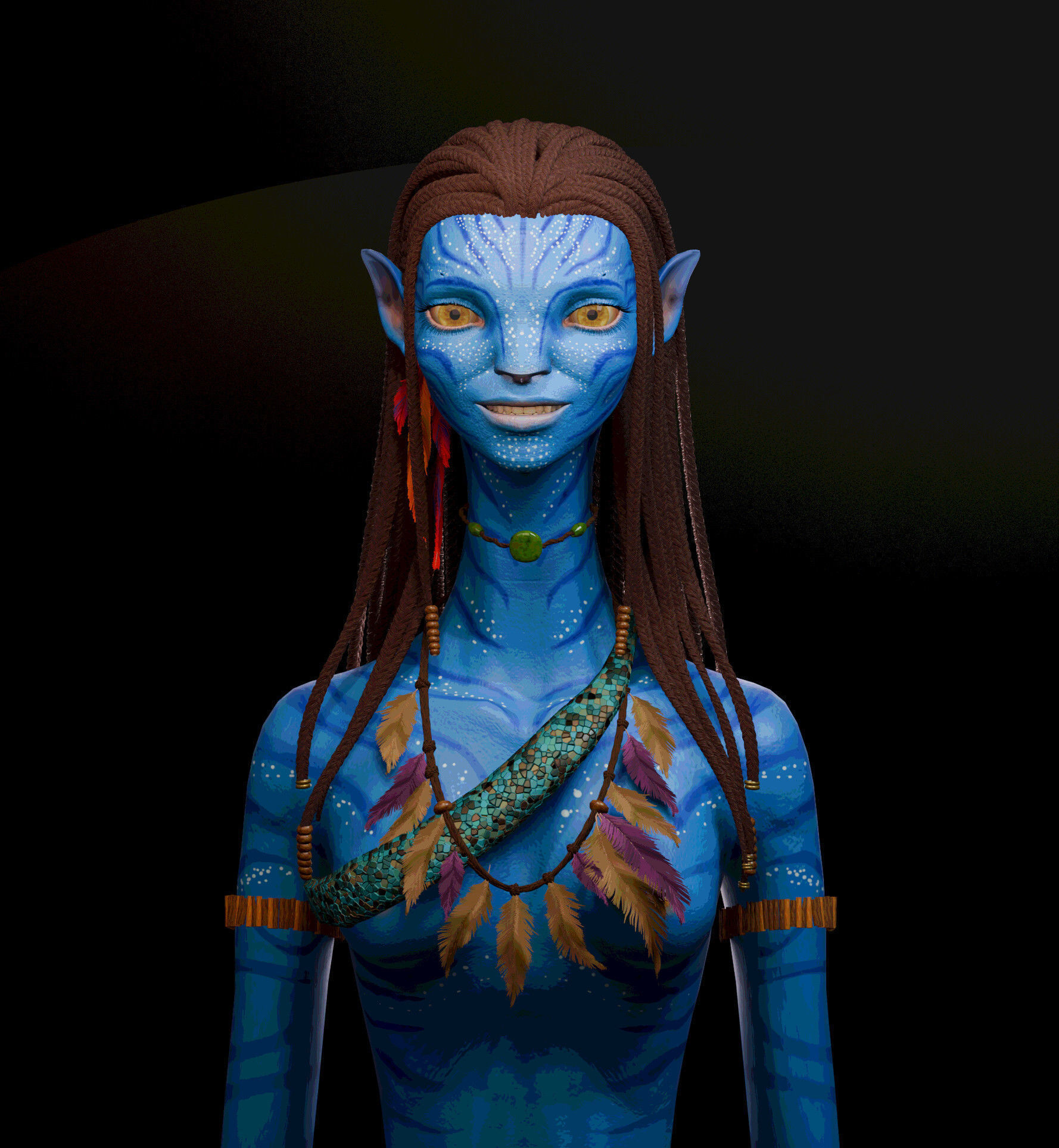 Avatar Navi with blend shapes  Low-poly 3D model_2