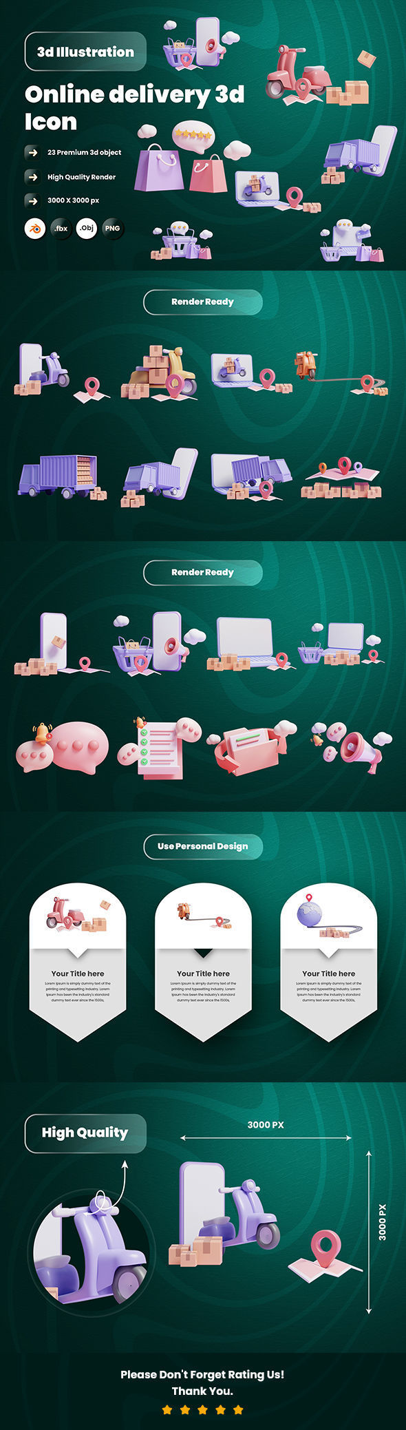 Online Delivery Service 3d Illustration Icon Pack 3D model_5