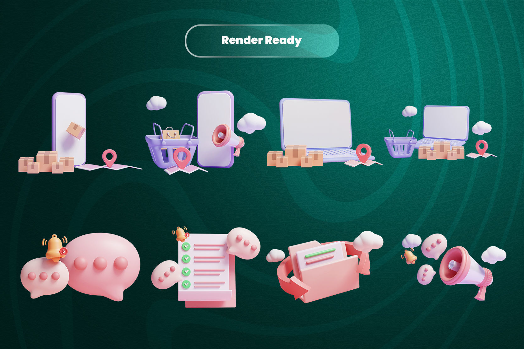 Online Delivery Service 3d Illustration Icon Pack 3D model_2