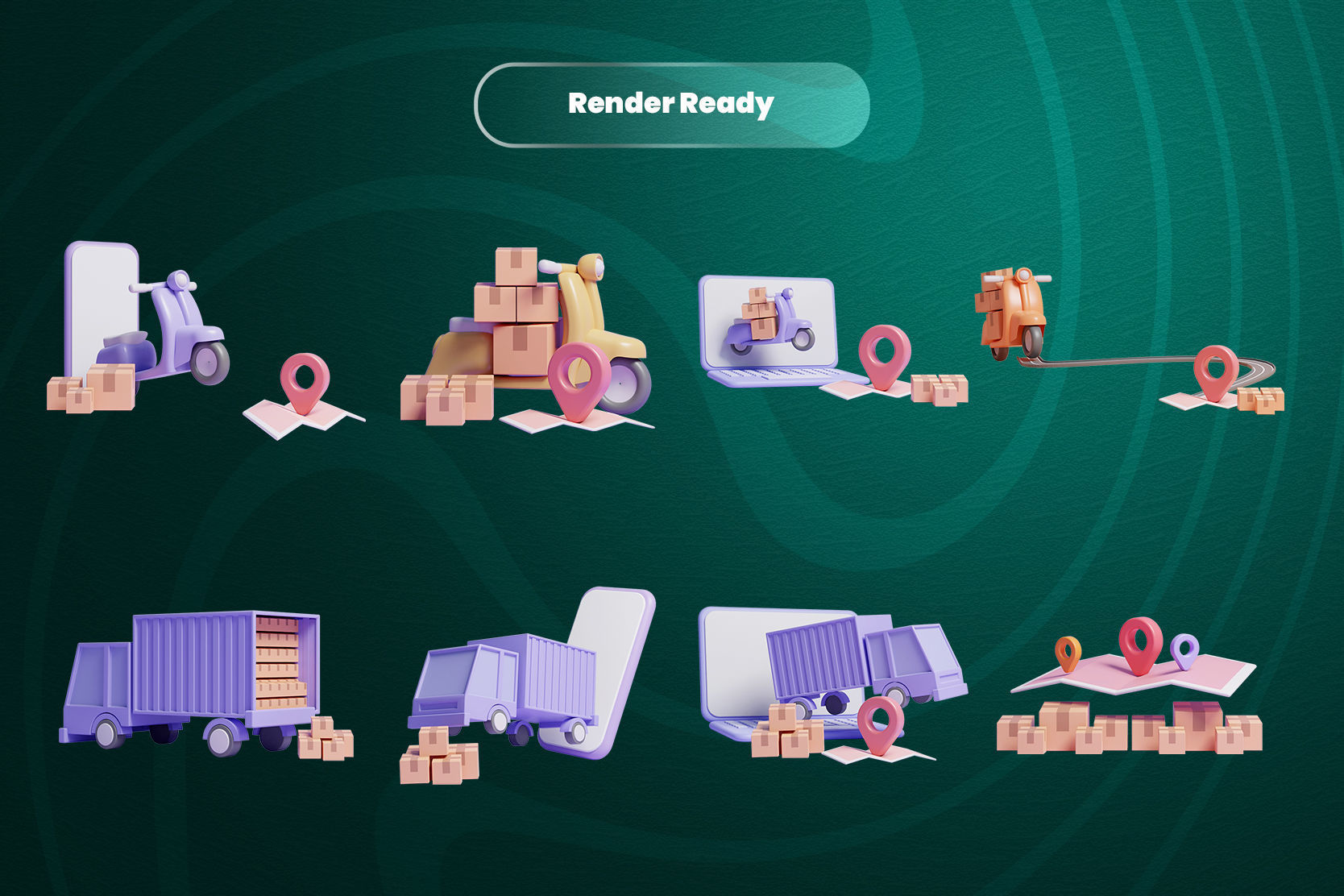 Online Delivery Service 3d Illustration Icon Pack 3D model_1