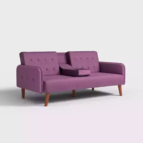 FUTON SOFA EGGPLANT VELVET