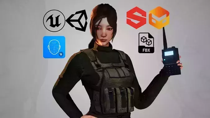 FBI Woman Agent - GameReady Low-poly 3D model