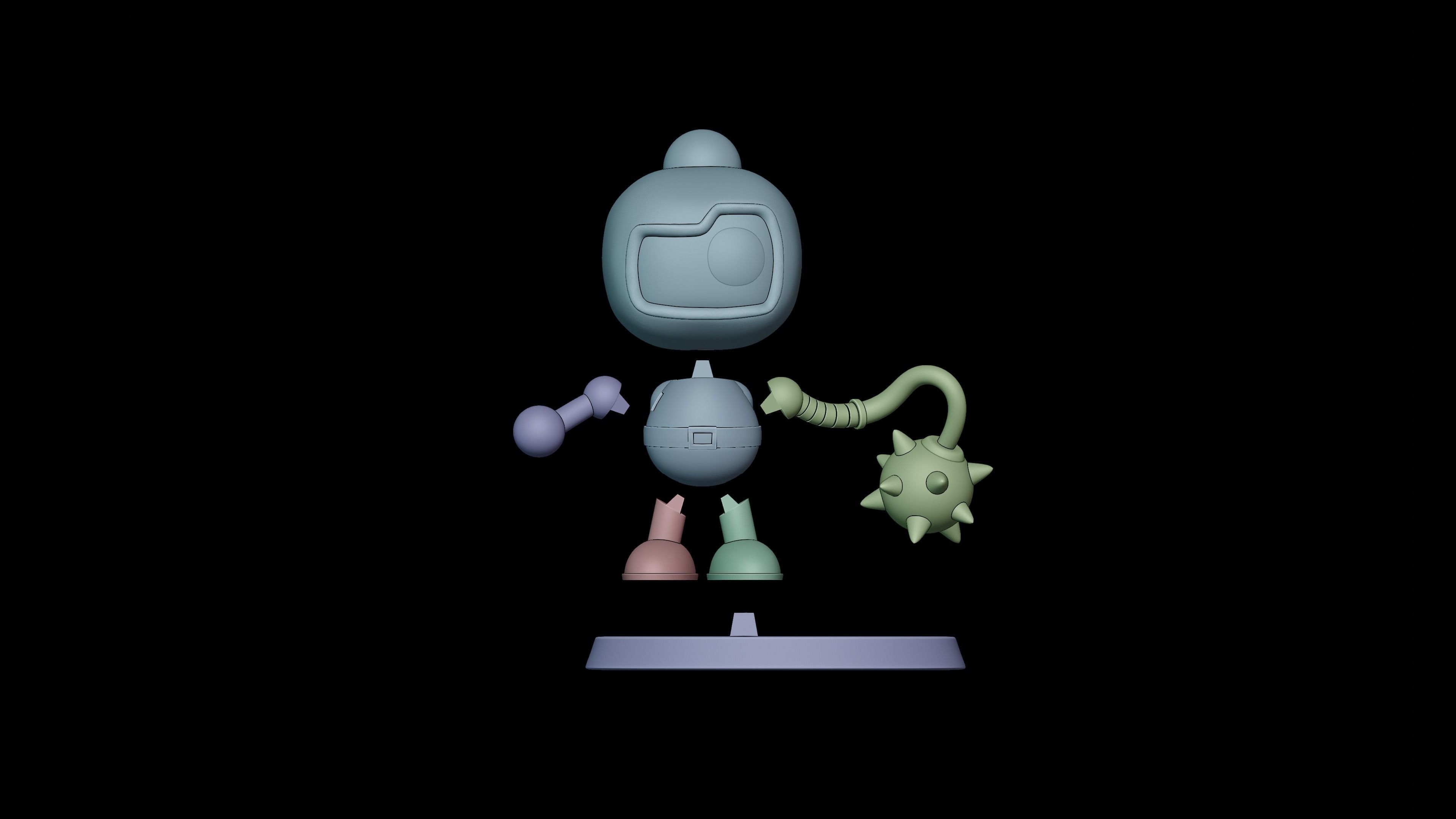 HAMMER BOMBER - SUPER BOMBERMAN 4 FAN ART 3D print model_5