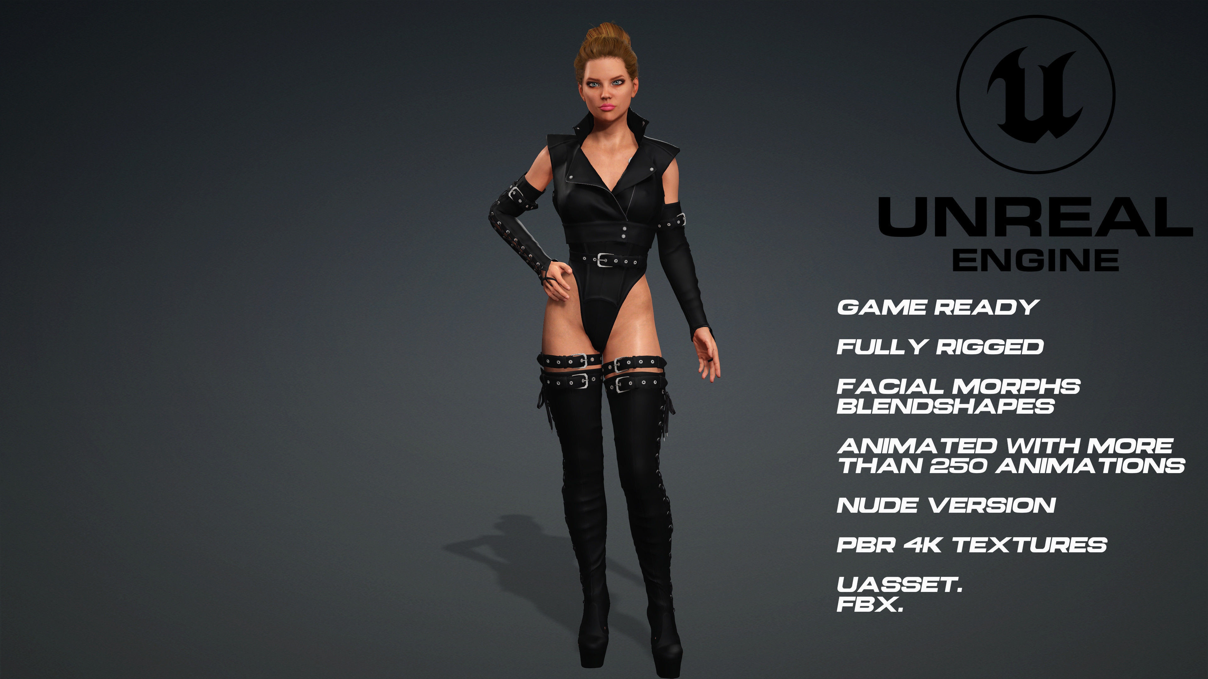 Sexy Girl full rigged - game ready - animated - nude version  Low-poly 3D model_3