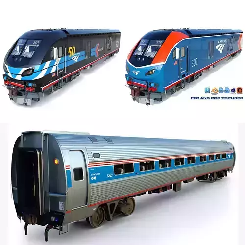 ALC 42 and Amfleet I Coach class car 3D Model Collection