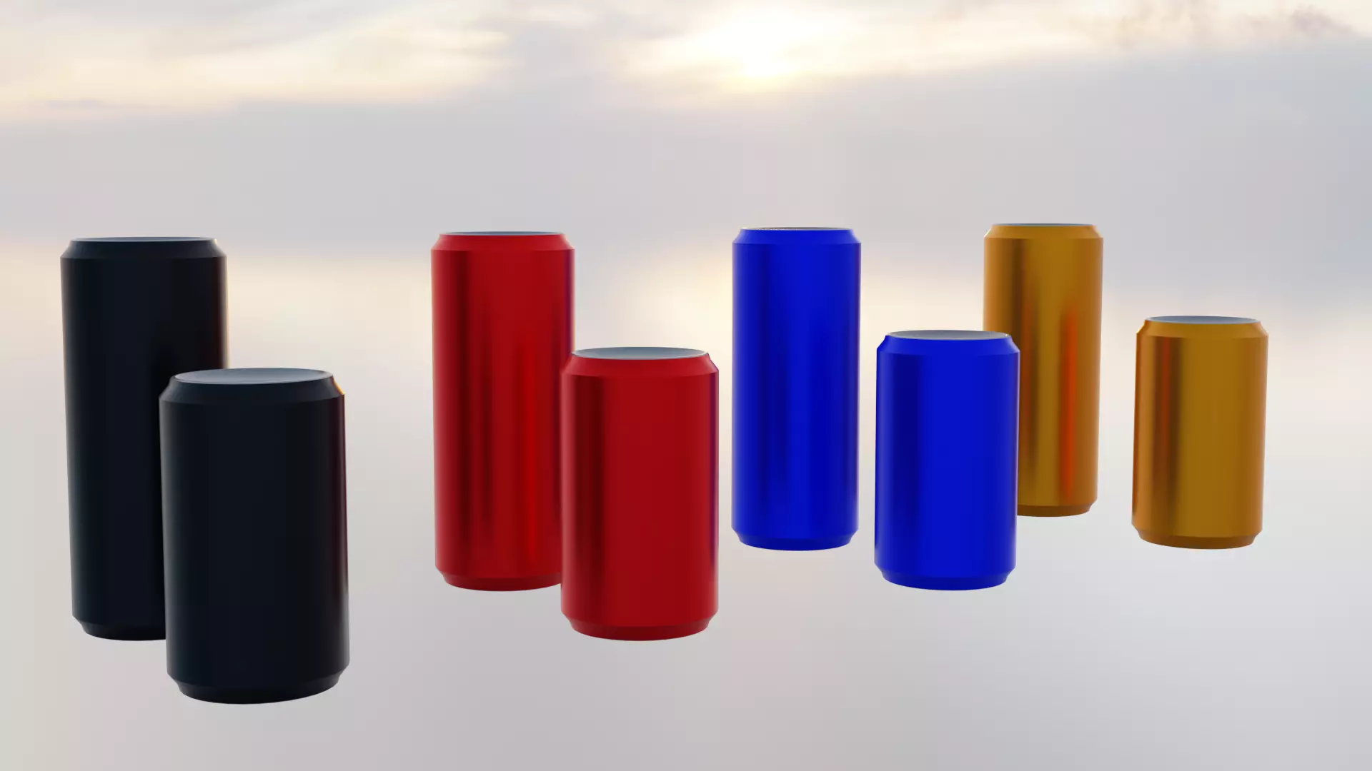 Coloured Cans Free low-poly 3D model