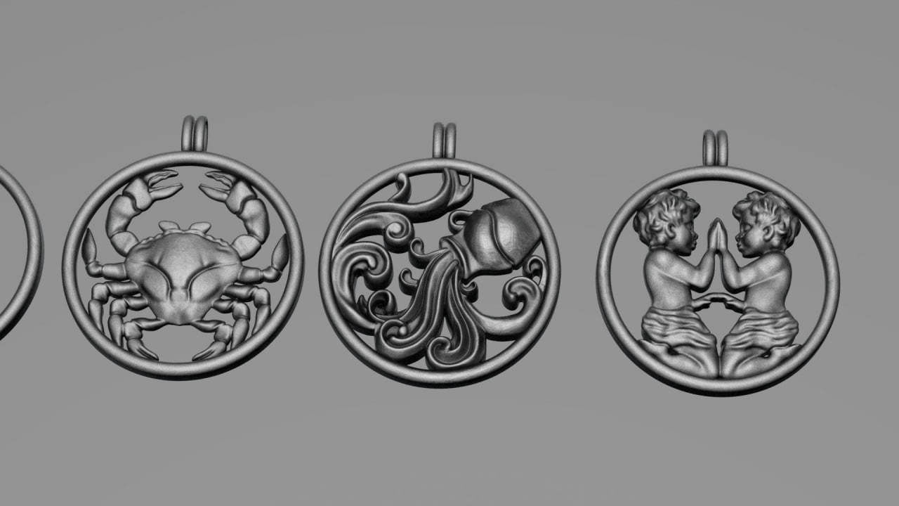 Zodiac Symbols theme 2 simple frame 3D print model_4