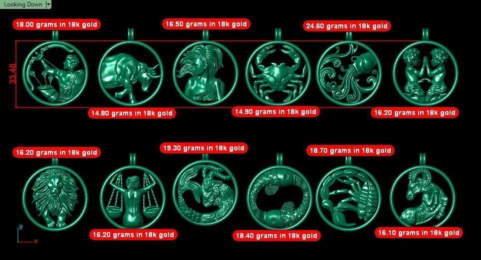 Zodiac Symbols theme 2 simple frame 3D print model_9