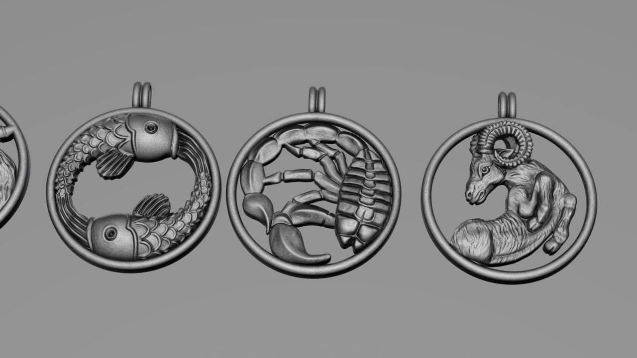 Zodiac Symbols theme 2 simple frame 3D print model_5