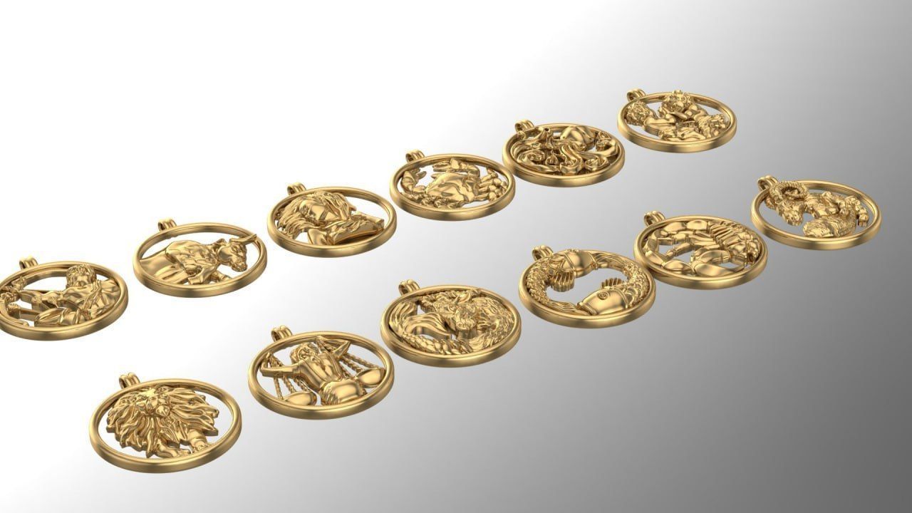 Zodiac Symbols theme 2 simple frame 3D print model_2