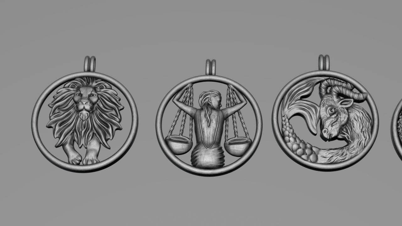 Zodiac Symbols theme 2 simple frame 3D print model_6