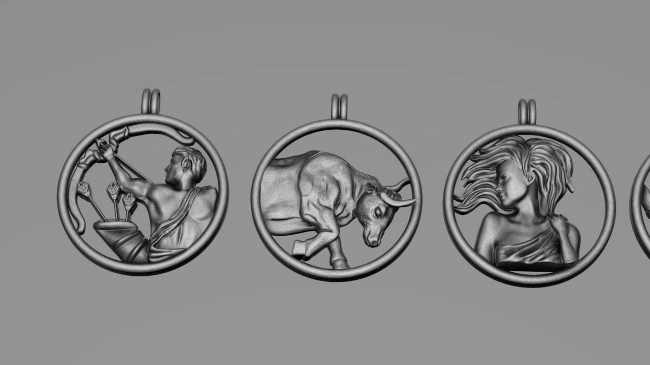 Zodiac Symbols theme 2 simple frame 3D print model_3