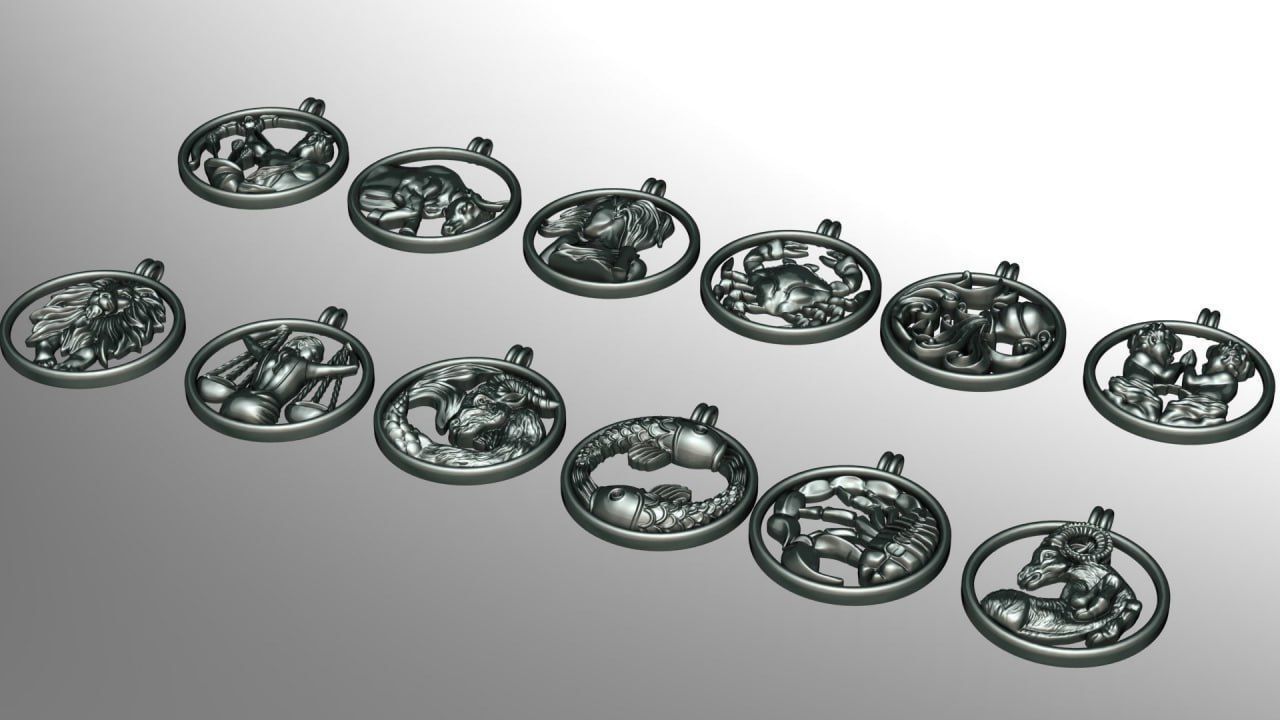 Zodiac Symbols theme 2 simple frame 3D print model_1