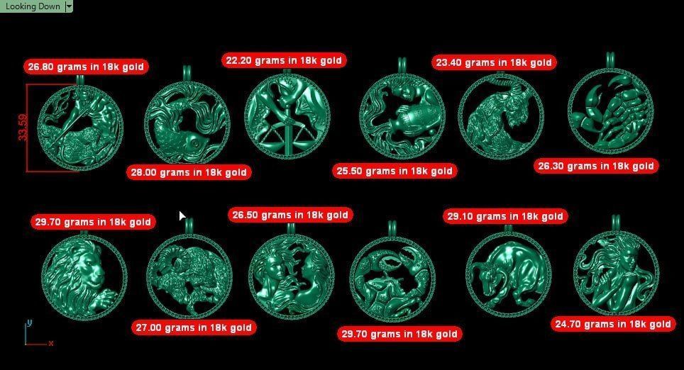 Zodiac Symbols theme 1 diamond frame 3D print model_8