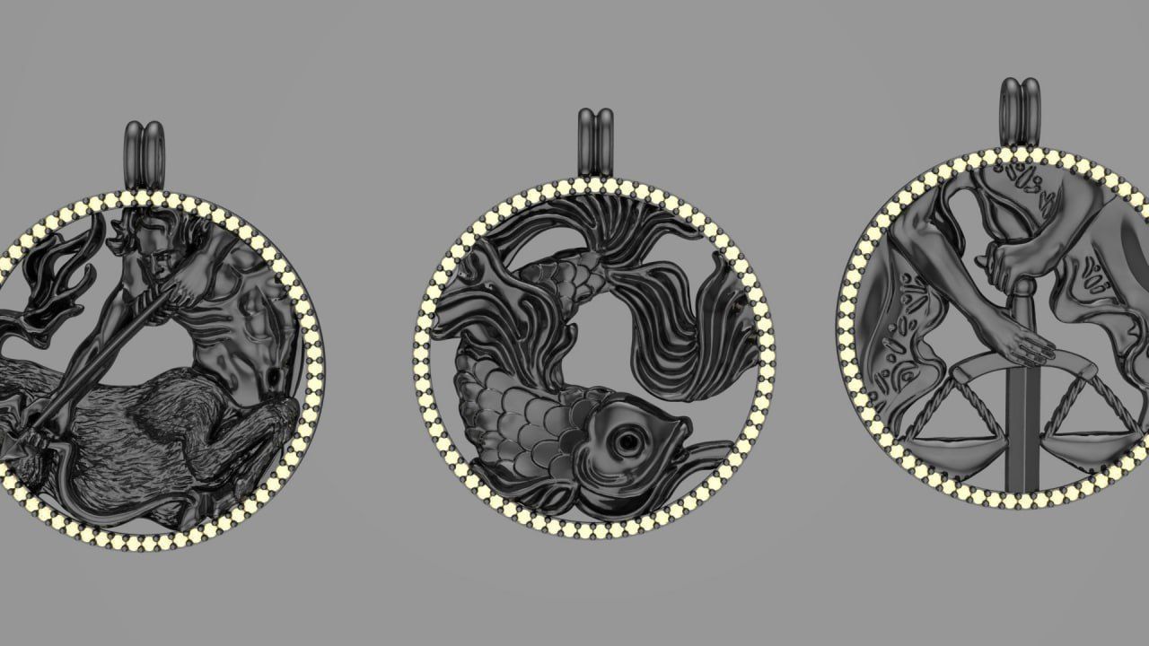 Zodiac Symbols theme 1 diamond frame 3D print model_3